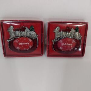 Michaels Red and Silver Christmas Ornaments Noah's Ark